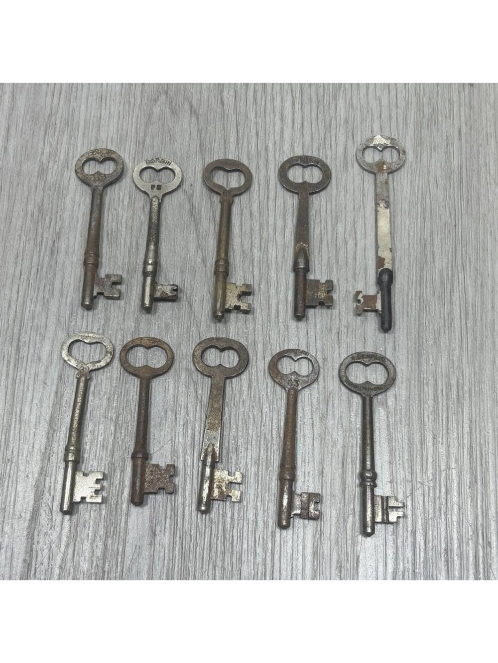 10 Vintage Skeleton Keys Branded Borbin Ilco Nachua + Lot